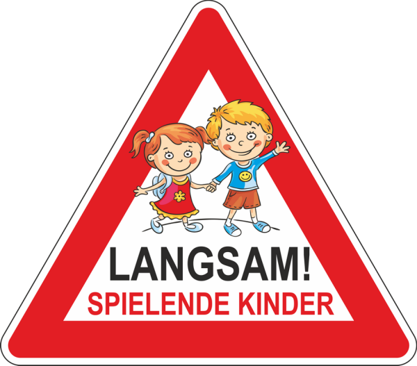 Schild Achtung Kinder, Spielplatz, spielende Kinder Schild